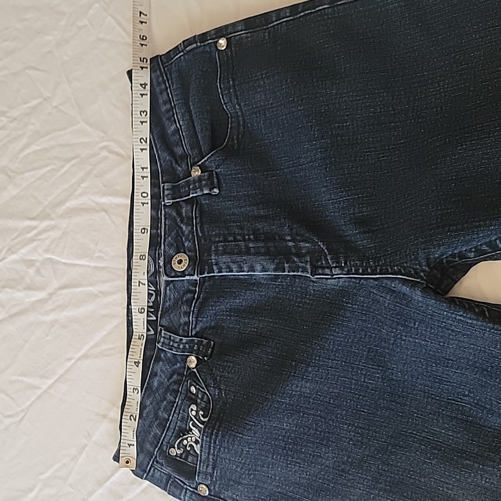 Ethyl Size 10 Classic Dark Blue Jeans w/ Embroidered & Beaded Pockets, GUC - Picture 2 of 14